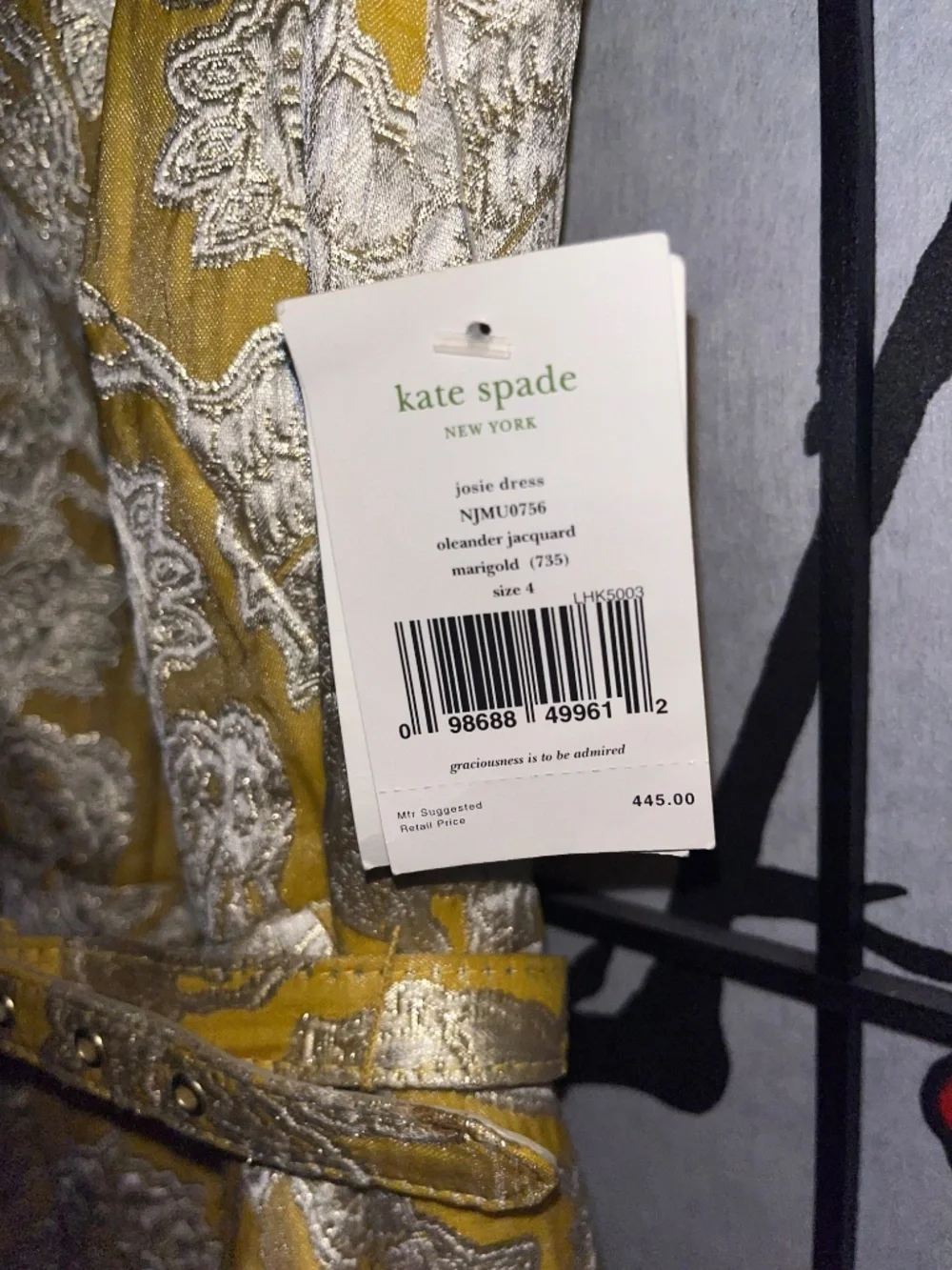 Vintage Kate Spade NY Yellow Floral Jacquard Brocade Josie Dress NWT Size 4